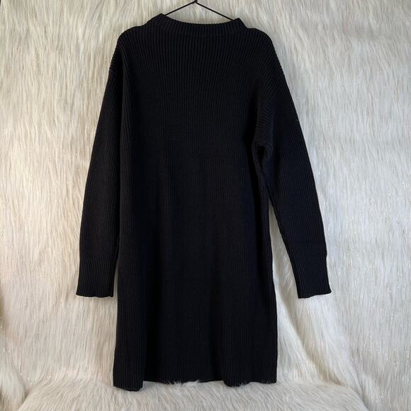 NWT Halston Studio Studio Long Sleeve Mini Sweater Dress Black Ribbed Size XXL - Picture 10 of 11